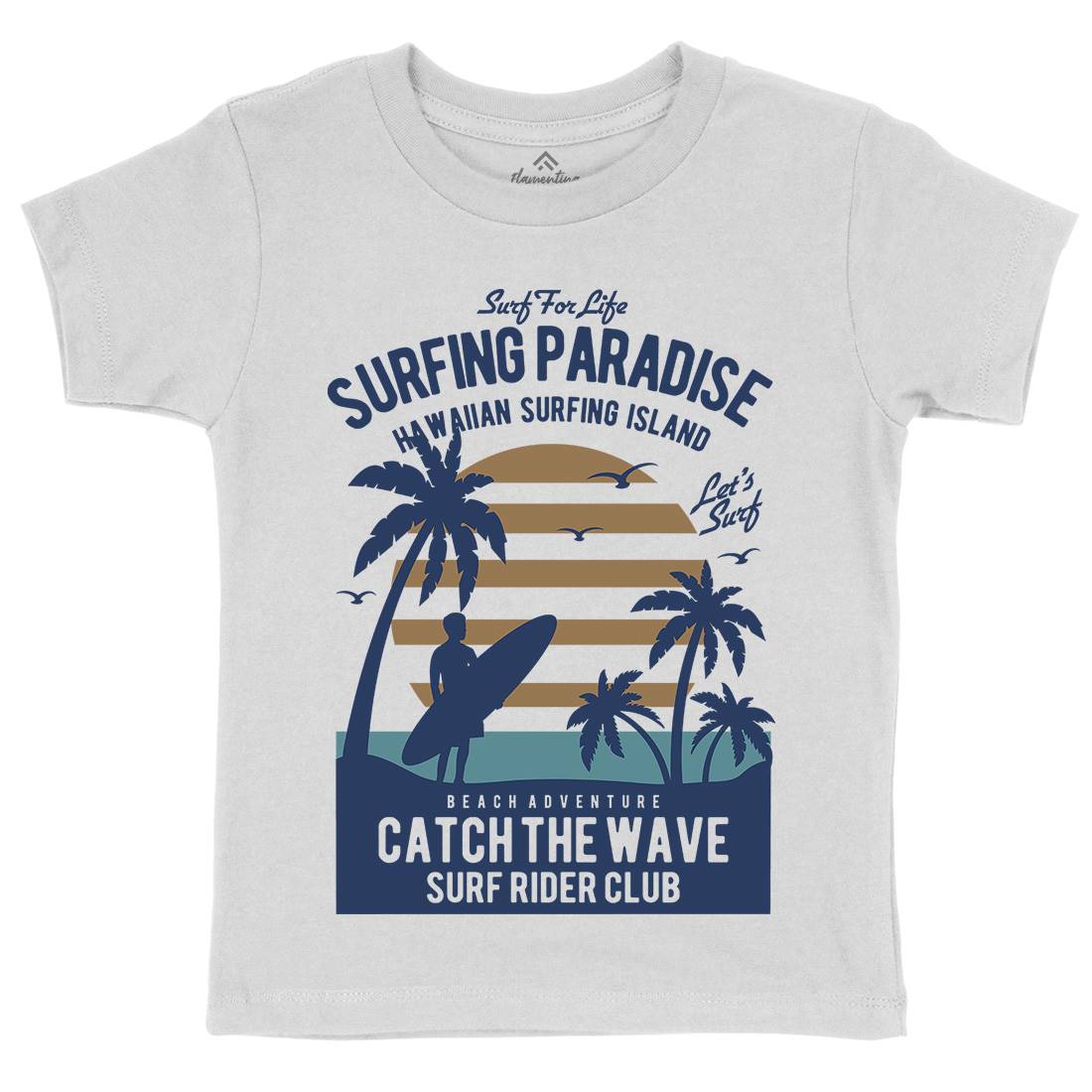 Surfing Paradise Kids Organic Crew Neck T-Shirt Surf B463
