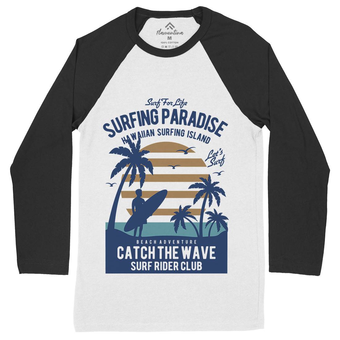 Surfing Paradise Mens Long Sleeve Baseball T-Shirt Surf B463