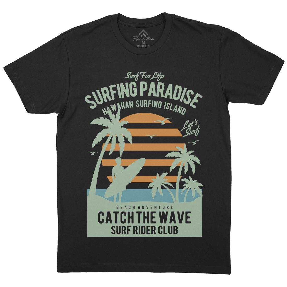 Surfing Paradise Mens Crew Neck T-Shirt Surf B463