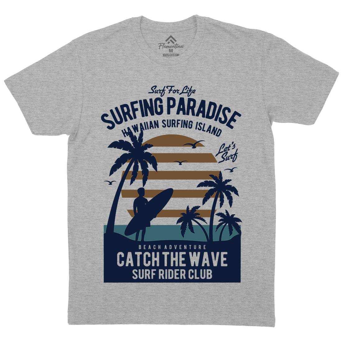 Surfing Paradise Mens Organic Crew Neck T-Shirt Surf B463