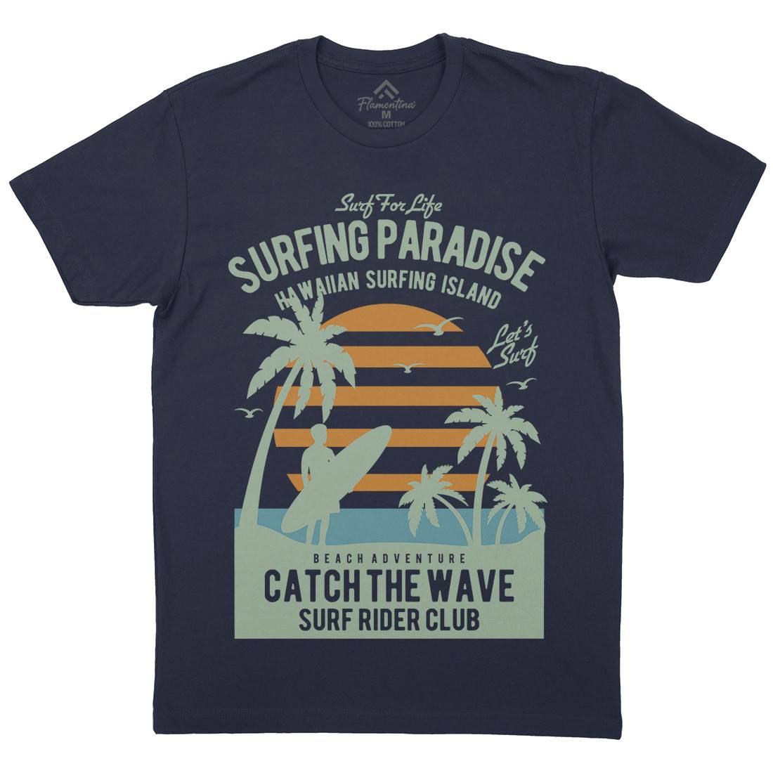 Surfing Paradise Mens Crew Neck T-Shirt Surf B463