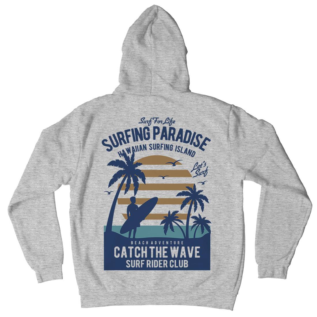 Surfing Paradise Mens Hoodie With Pocket Surf B463