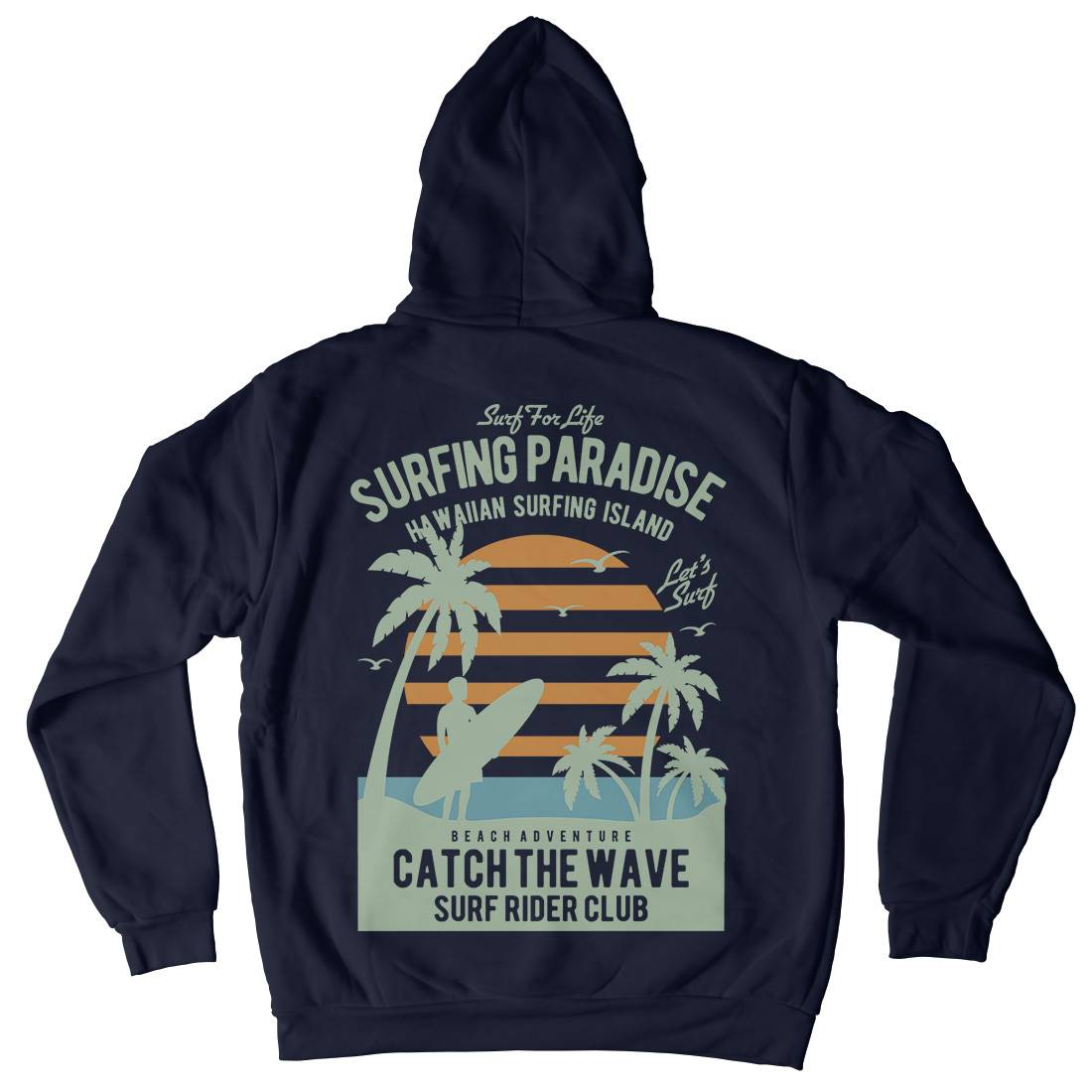 Surfing Paradise Mens Hoodie With Pocket Surf B463