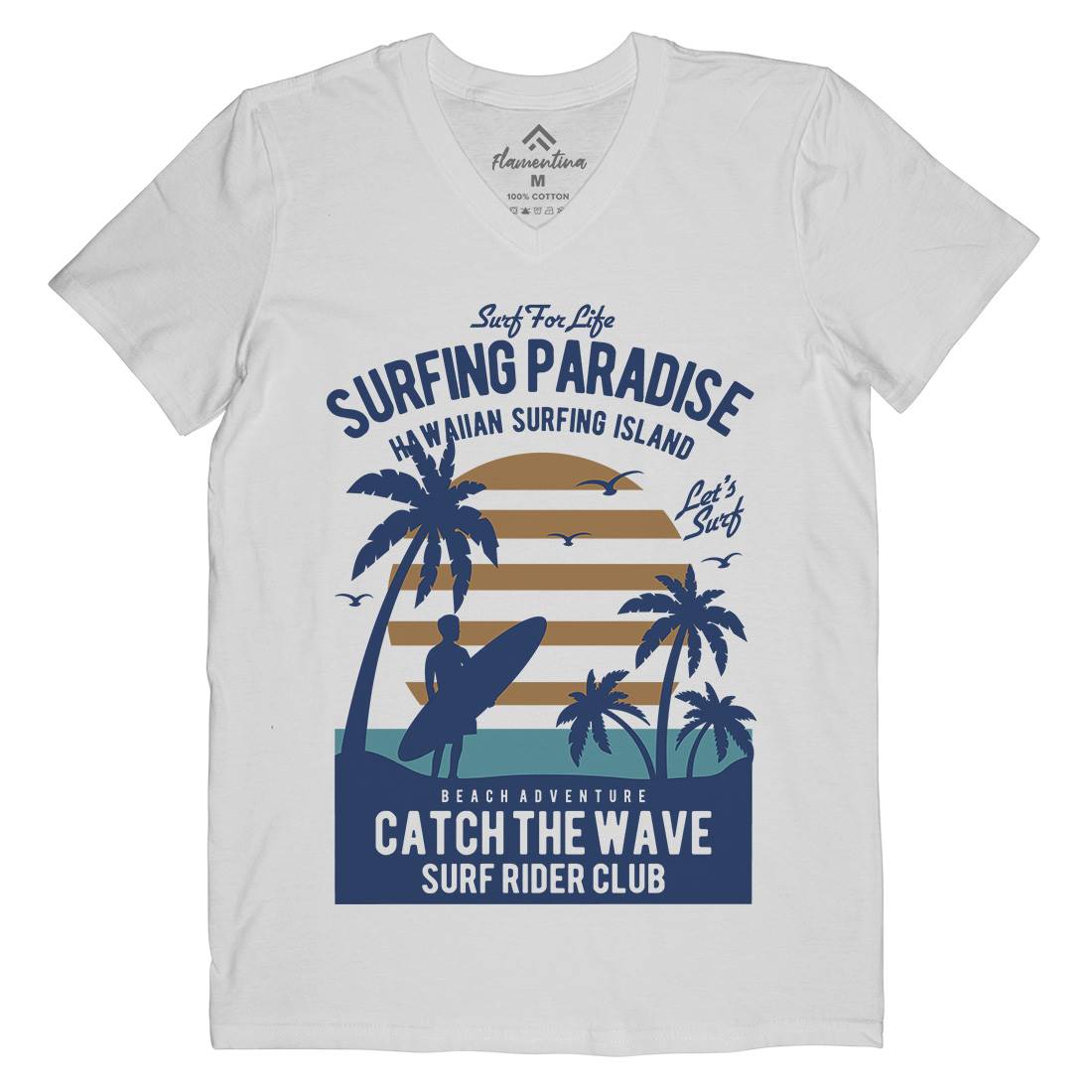 Surfing Paradise Mens V-Neck T-Shirt Surf B463