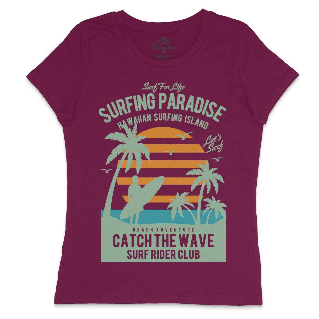 Surfing Paradise Womens Crew Neck T-Shirt Surf B463