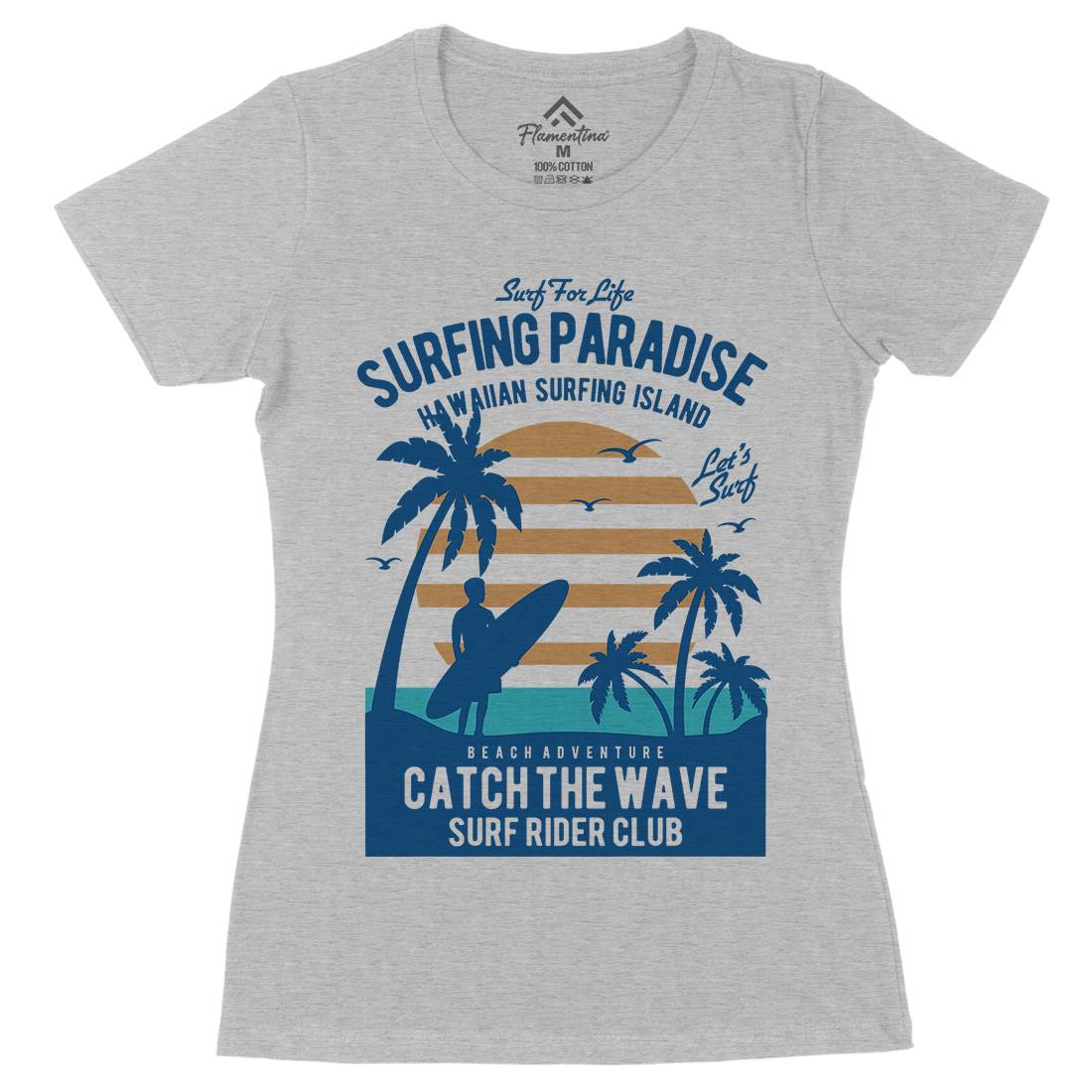 Surfing Paradise Womens Organic Crew Neck T-Shirt Surf B463