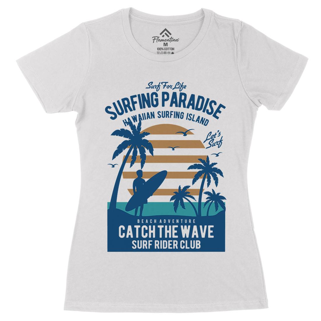 Surfing Paradise Womens Organic Crew Neck T-Shirt Surf B463