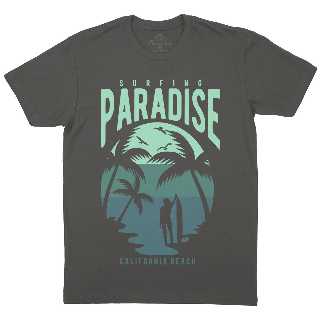 Surfing Paradise California Mens Crew Neck T-Shirt Surf B464