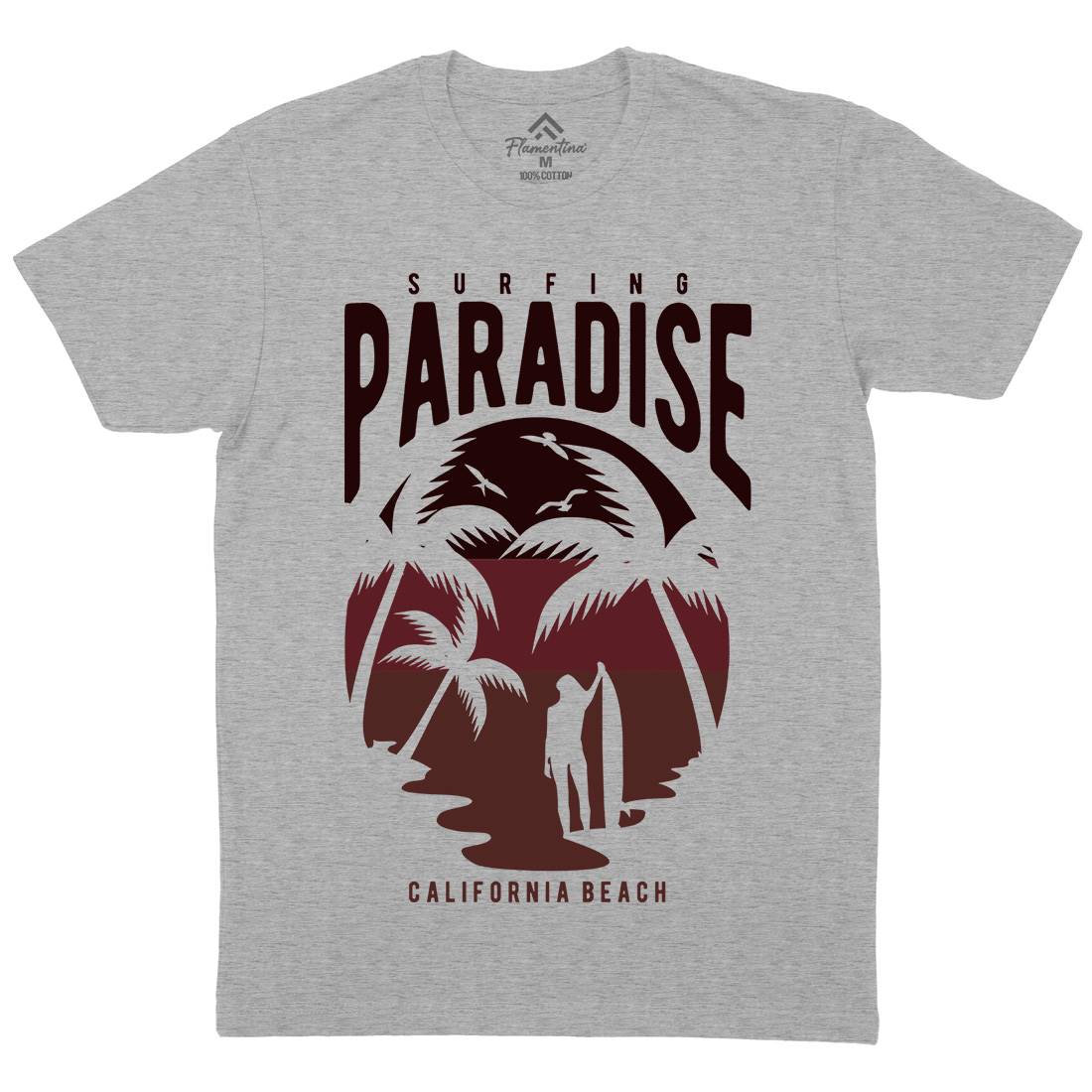 Surfing Paradise California Mens Organic Crew Neck T-Shirt Surf B464