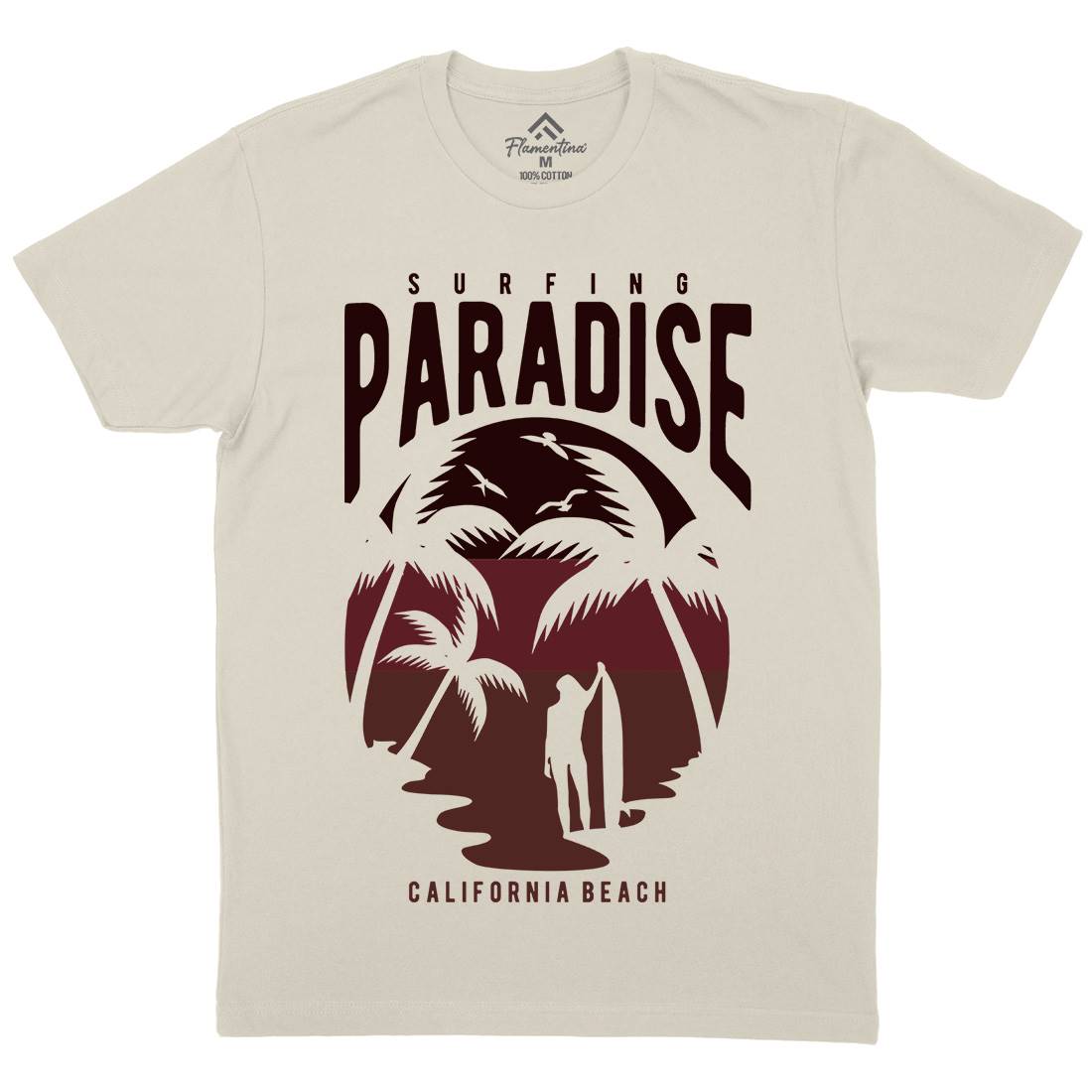 Surfing Paradise California Mens Organic Crew Neck T-Shirt Surf B464