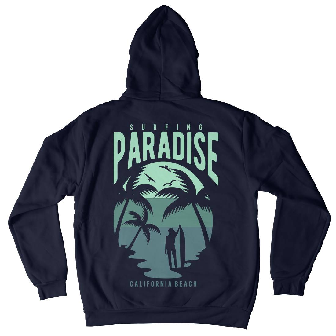 Surfing Paradise California Mens Hoodie With Pocket Surf B464