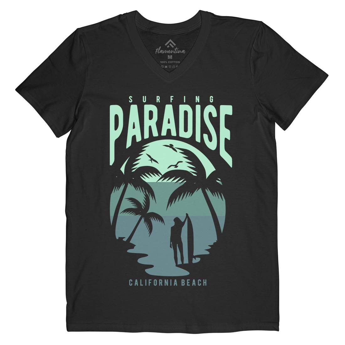 Surfing Paradise California Mens V-Neck T-Shirt Surf B464