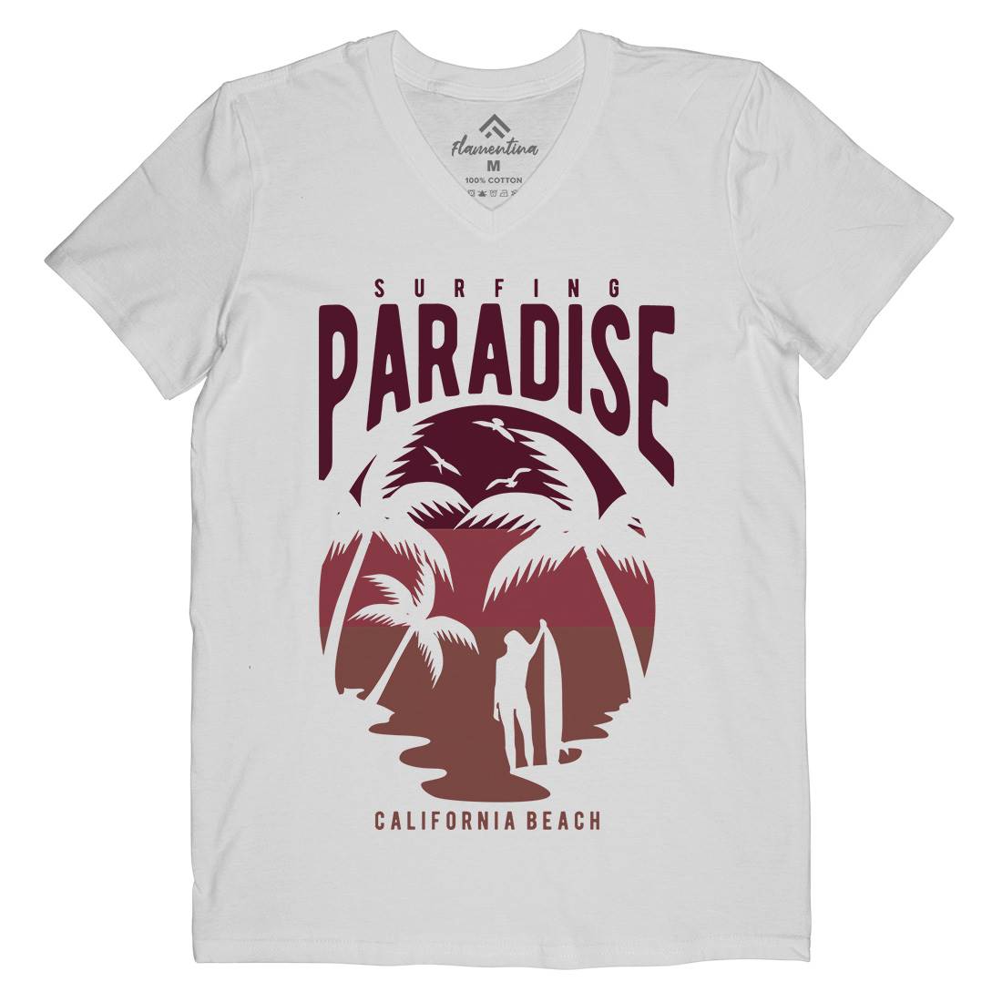 Surfing Paradise California Mens V-Neck T-Shirt Surf B464