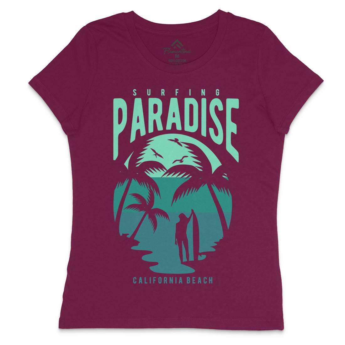 Surfing Paradise California Womens Crew Neck T-Shirt Surf B464