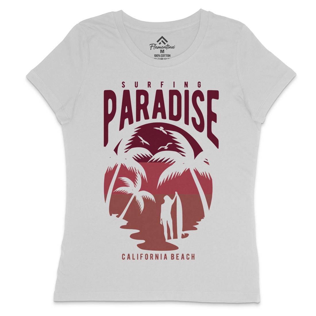 Surfing Paradise California Womens Crew Neck T-Shirt Surf B464