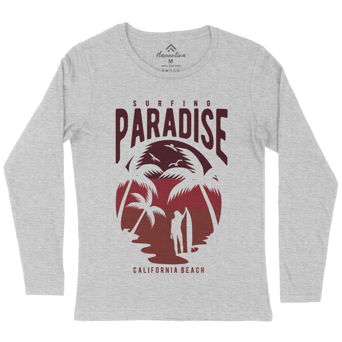 Surfing Paradise California Womens Long Sleeve T-Shirt Surf B464