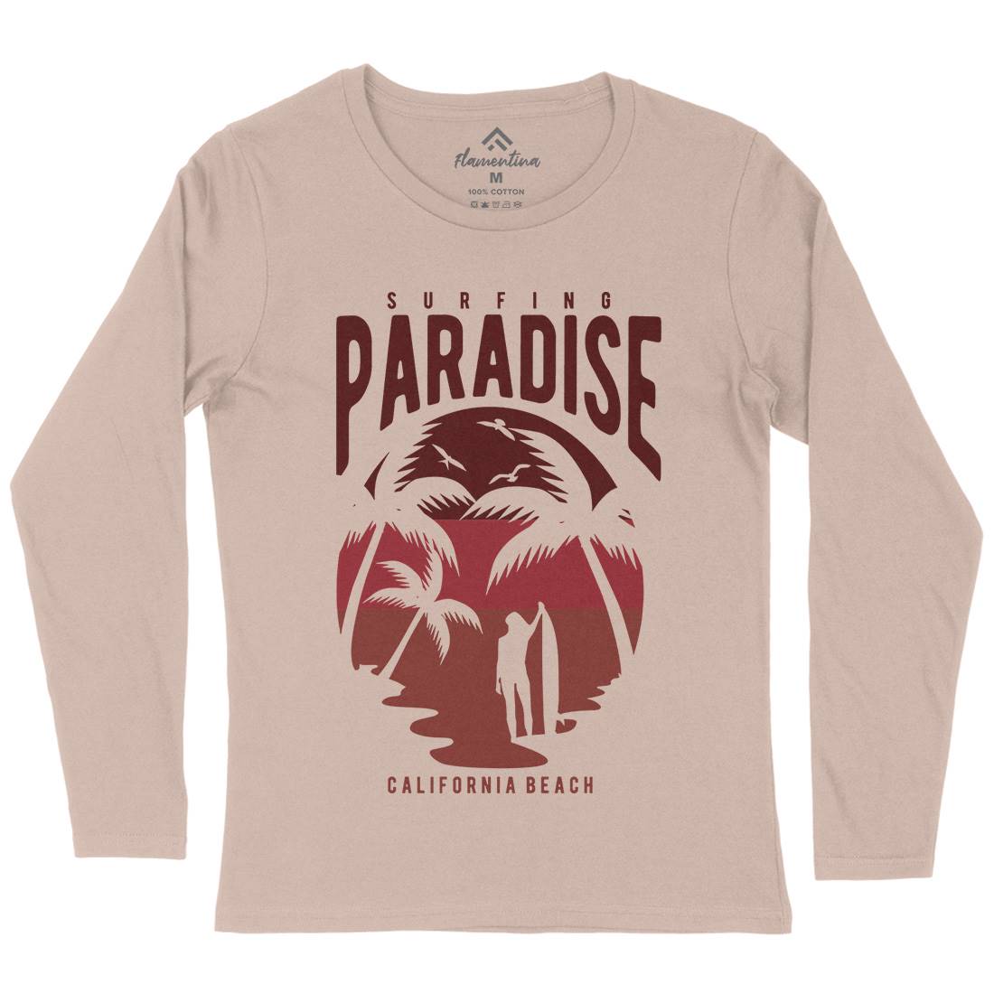 Surfing Paradise California Womens Long Sleeve T-Shirt Surf B464
