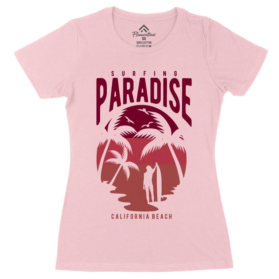Surfing Paradise California Womens Organic Crew Neck T-Shirt Surf B464