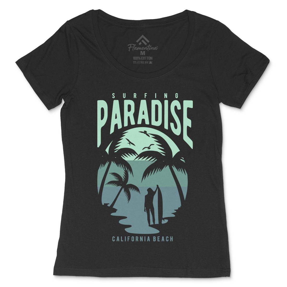 Surfing Paradise California Womens Scoop Neck T-Shirt Surf B464