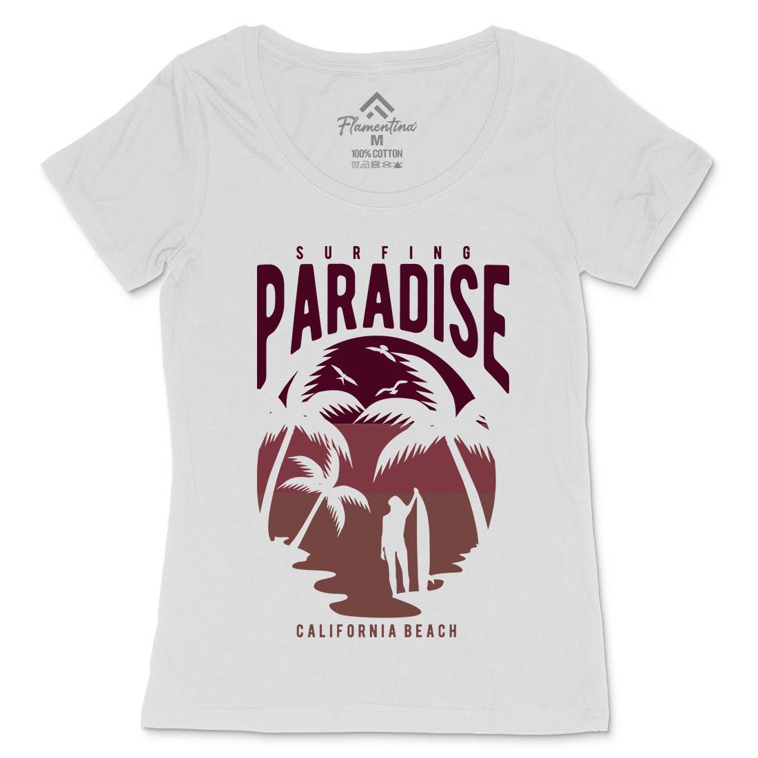 Surfing Paradise California Womens Scoop Neck T-Shirt Surf B464