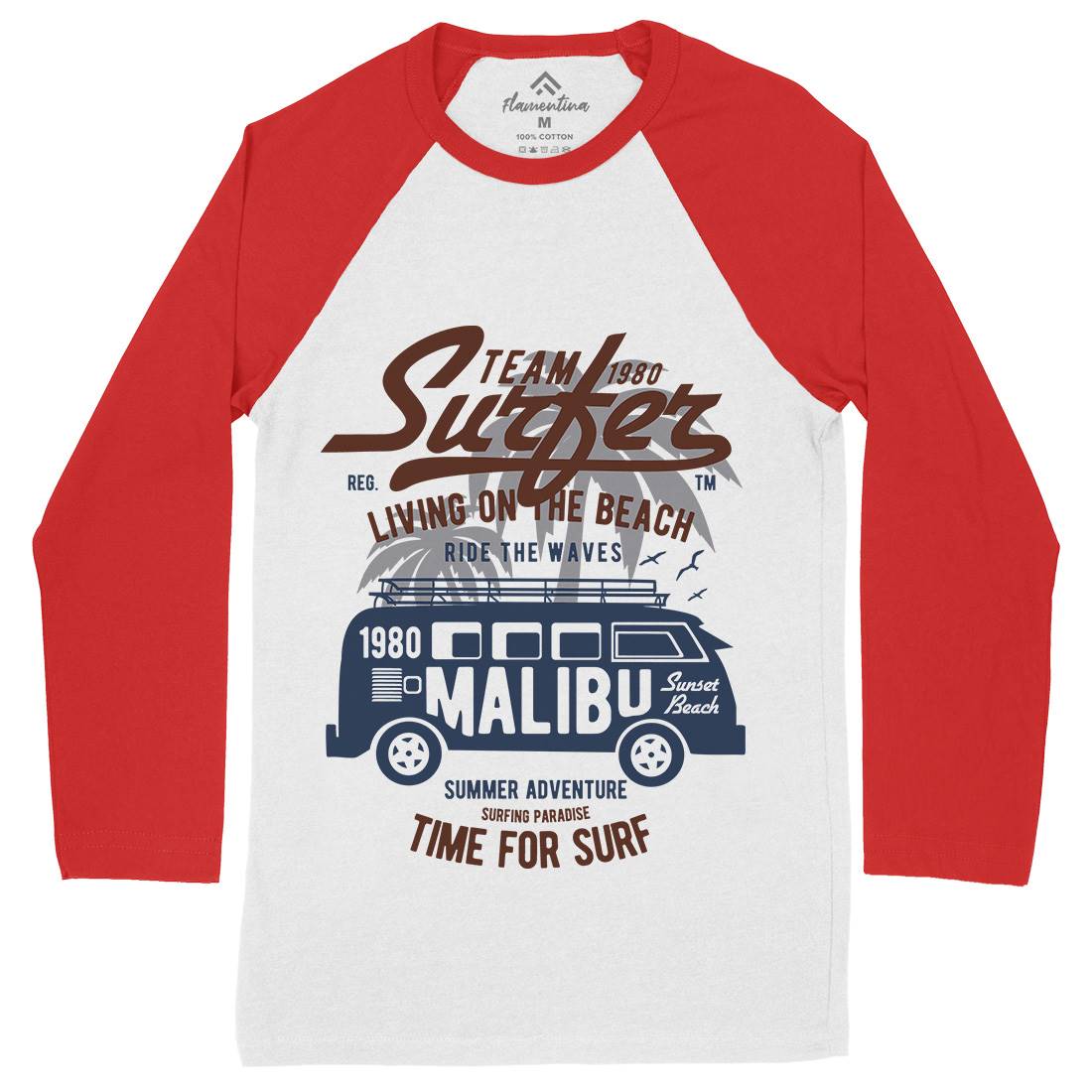 Team Surfer Mens Long Sleeve Baseball T-Shirt Surf B465