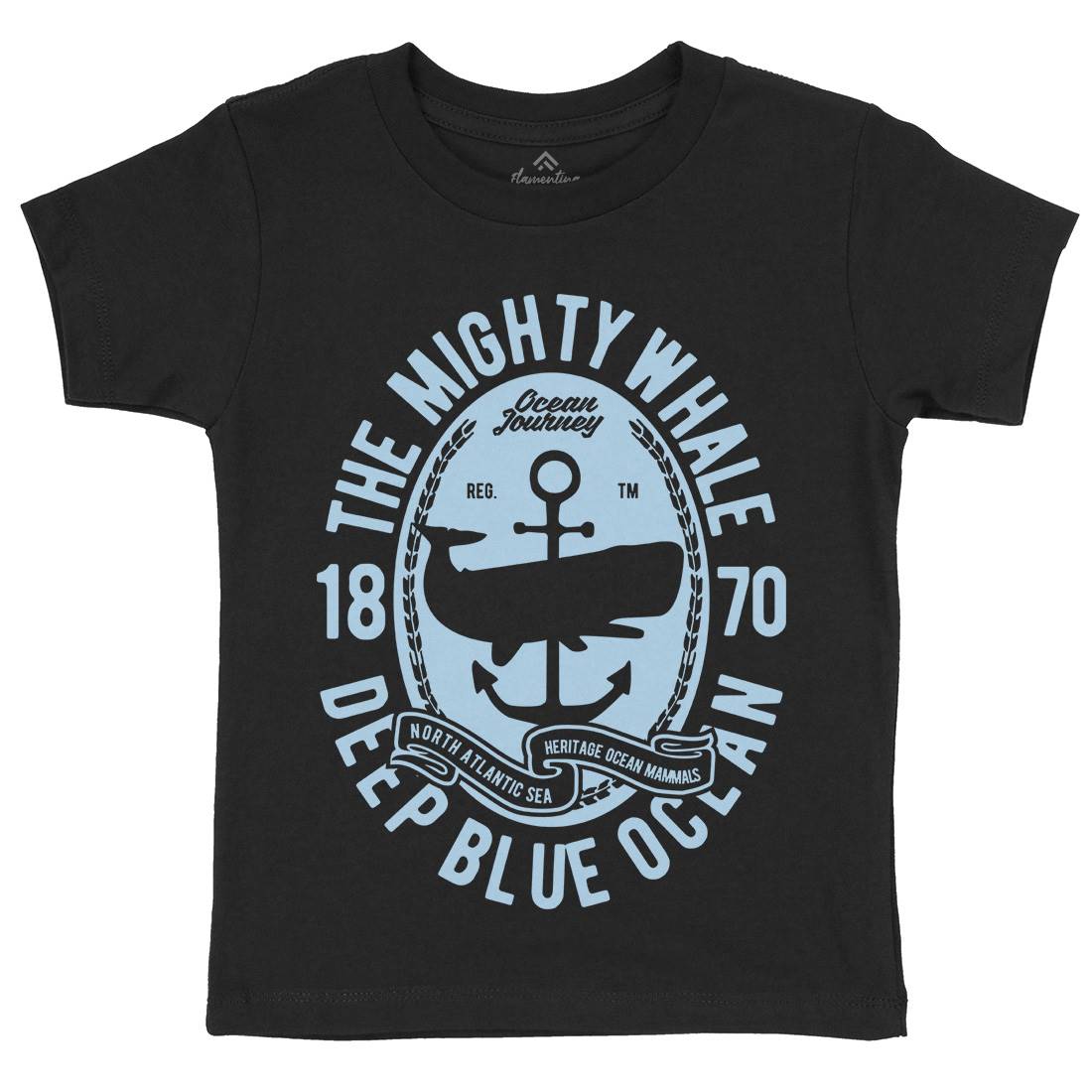 The Mighty Whale Kids Organic Crew Neck T-Shirt Navy B466
