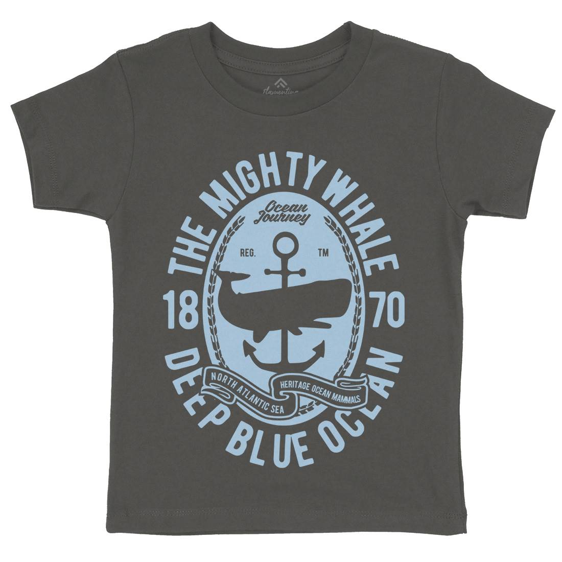 The Mighty Whale Kids Crew Neck T-Shirt Navy B466