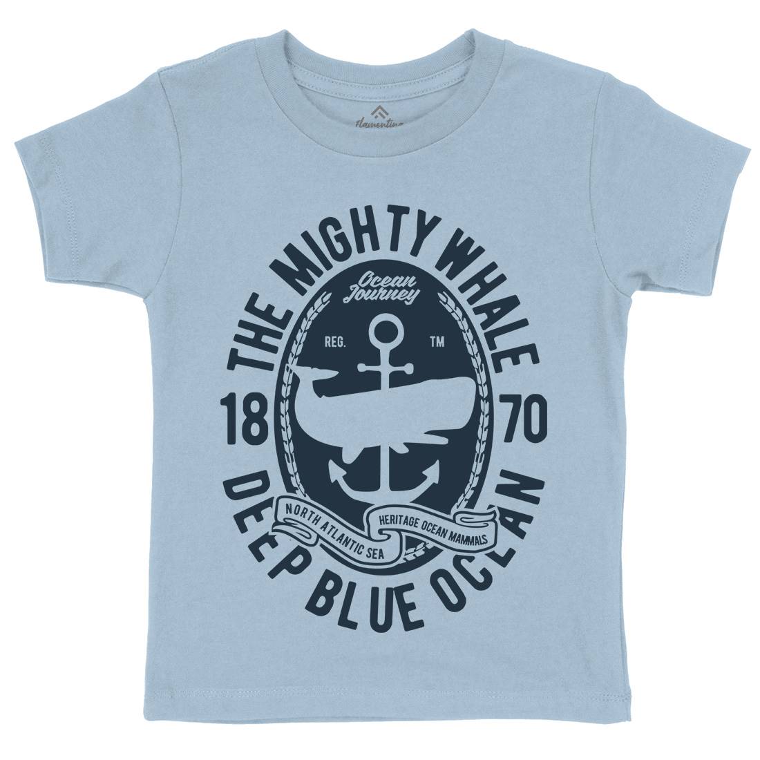 The Mighty Whale Kids Organic Crew Neck T-Shirt Navy B466