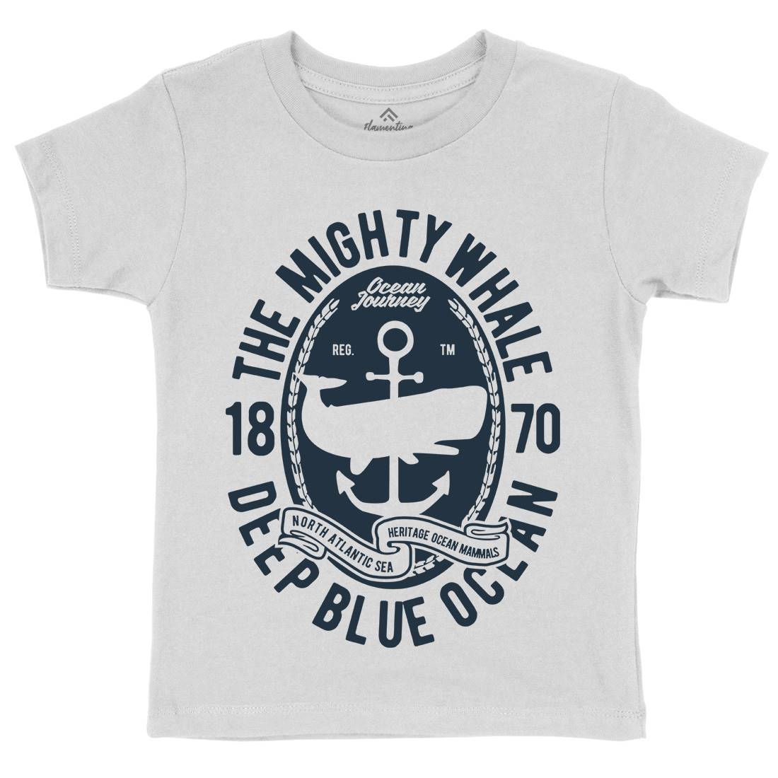 The Mighty Whale Kids Crew Neck T-Shirt Navy B466
