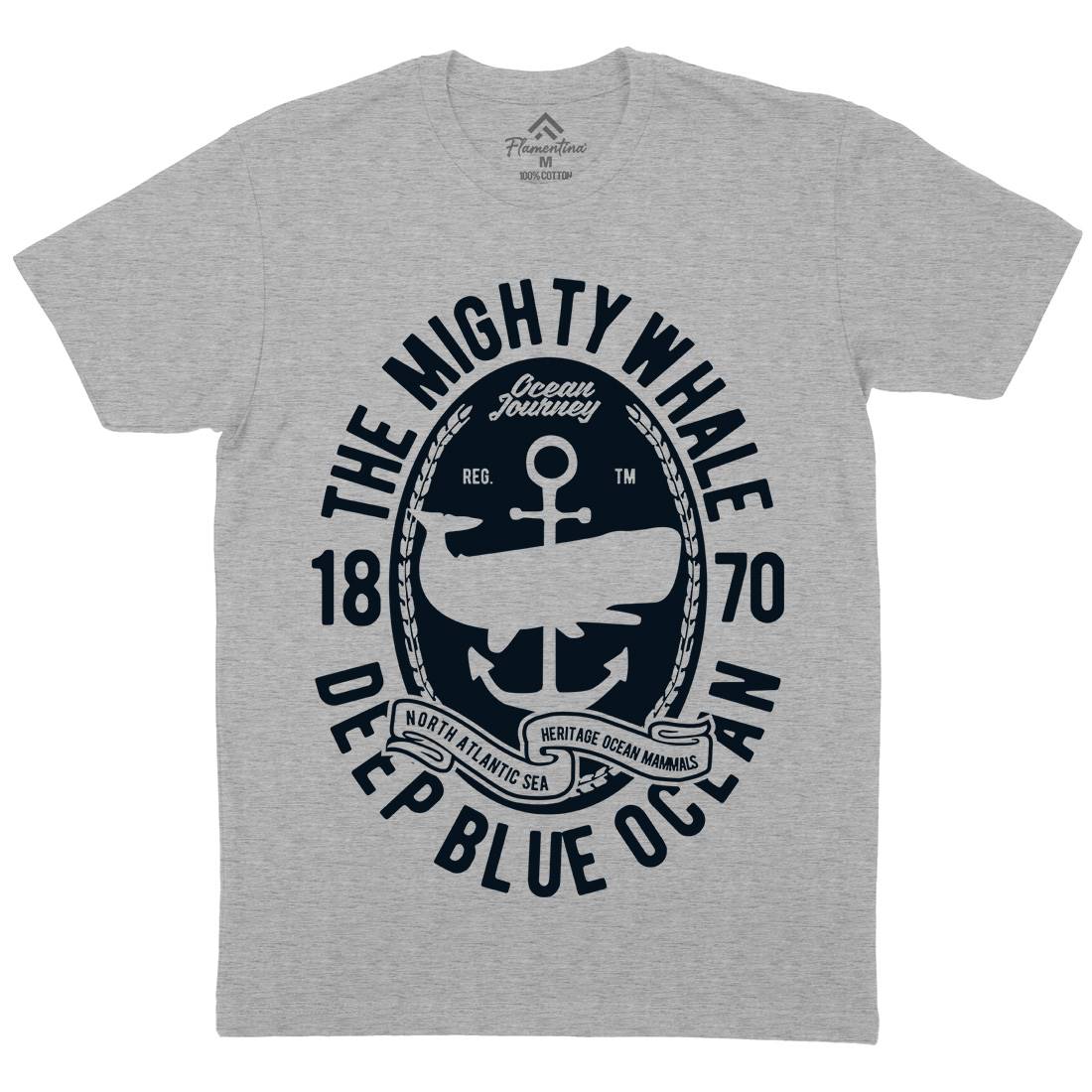 The Mighty Whale Mens Crew Neck T-Shirt Navy B466