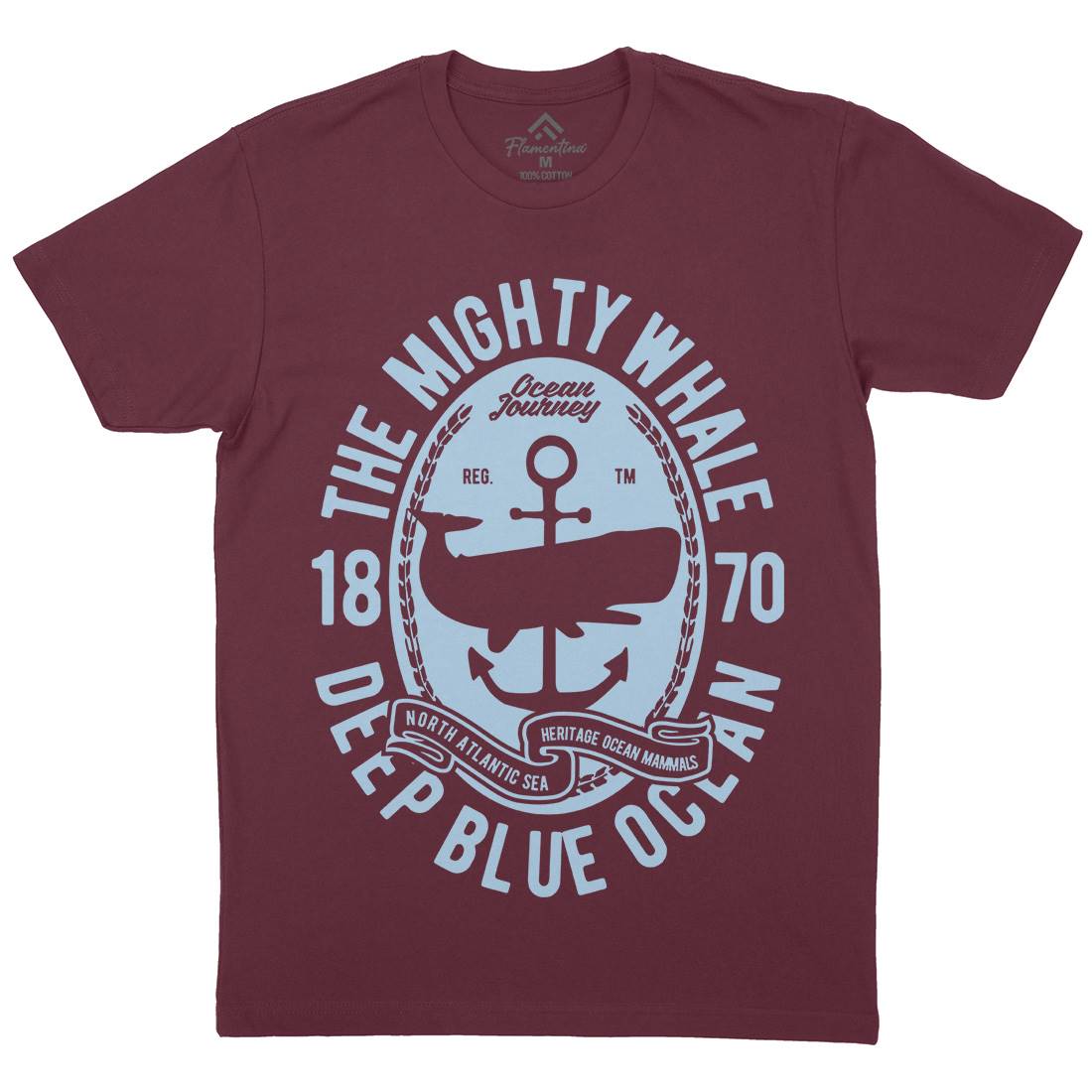 The Mighty Whale Mens Crew Neck T-Shirt Navy B466
