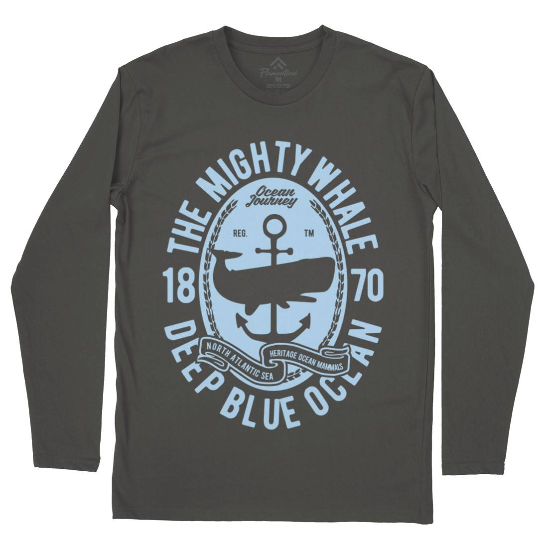 The Mighty Whale Mens Long Sleeve T-Shirt Navy B466