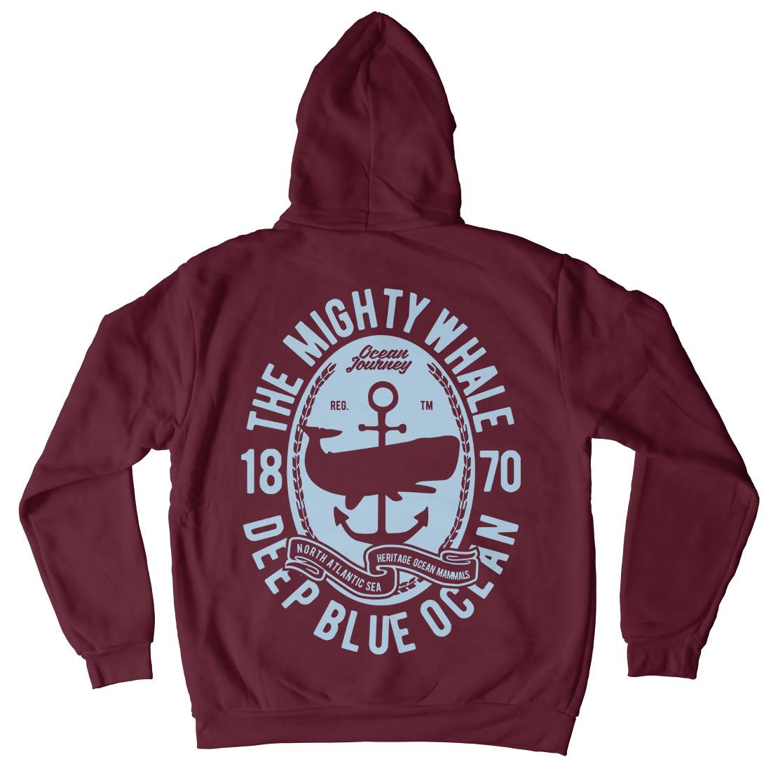 The Mighty Whale Mens Hoodie With Pocket Navy B466