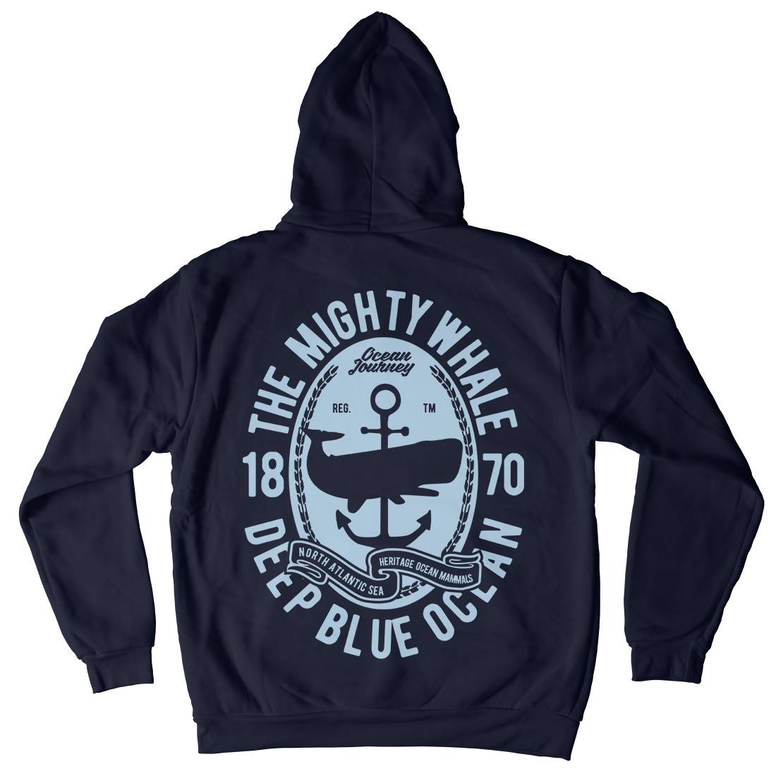 The Mighty Whale Mens Hoodie With Pocket Navy B466