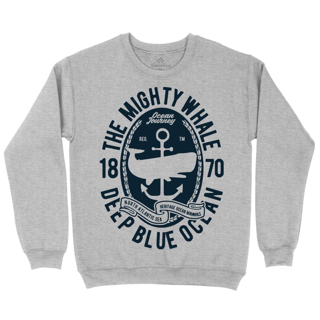 The Mighty Whale Mens Crew Neck Sweatshirt Navy B466