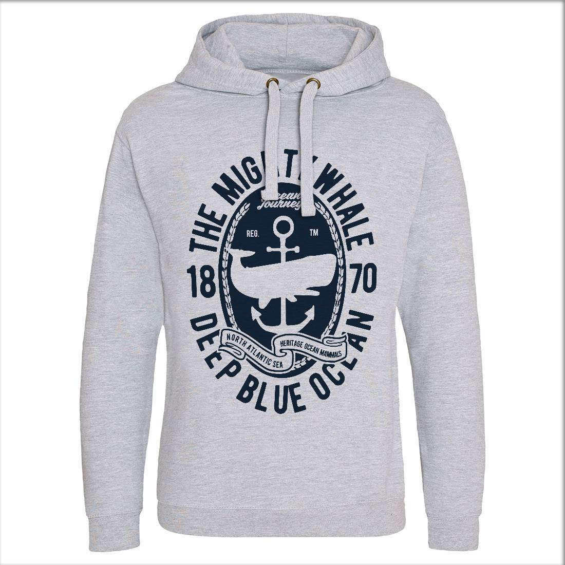 The Mighty Whale Mens Hoodie Without Pocket Navy B466