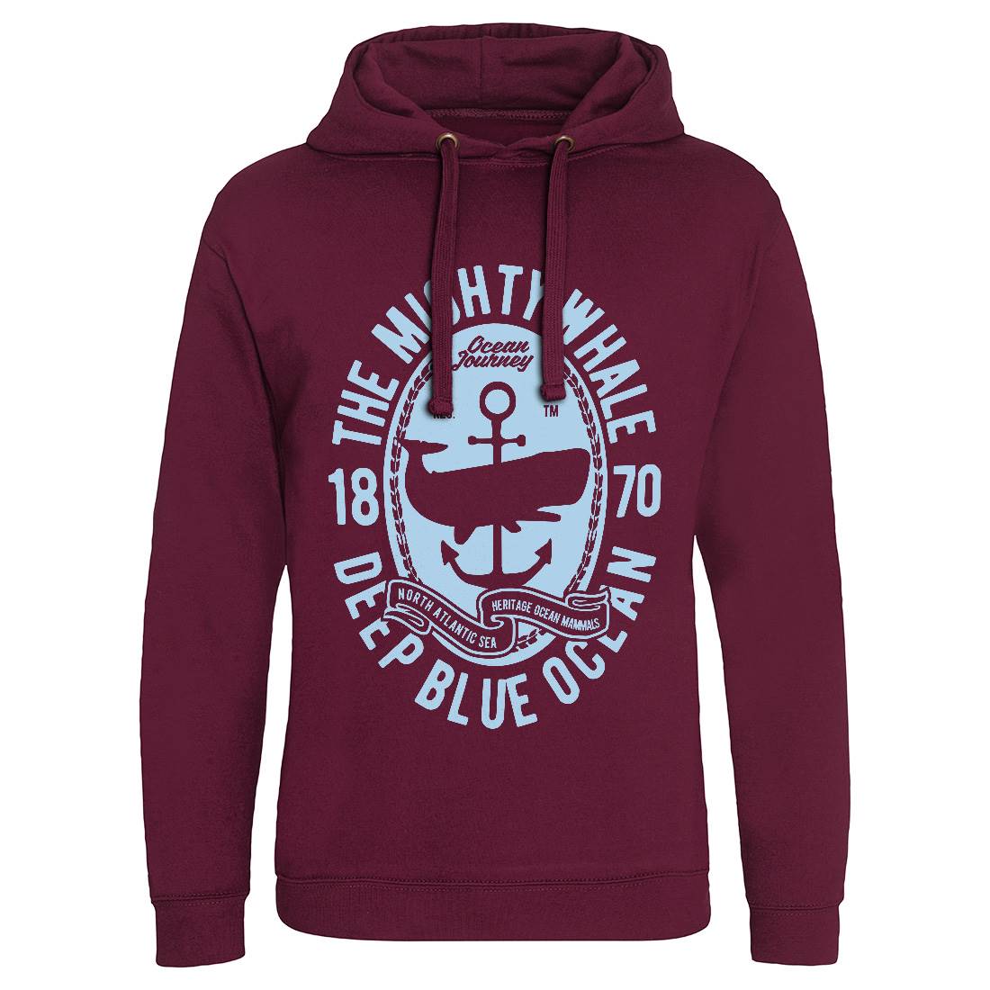 The Mighty Whale Mens Hoodie Without Pocket Navy B466