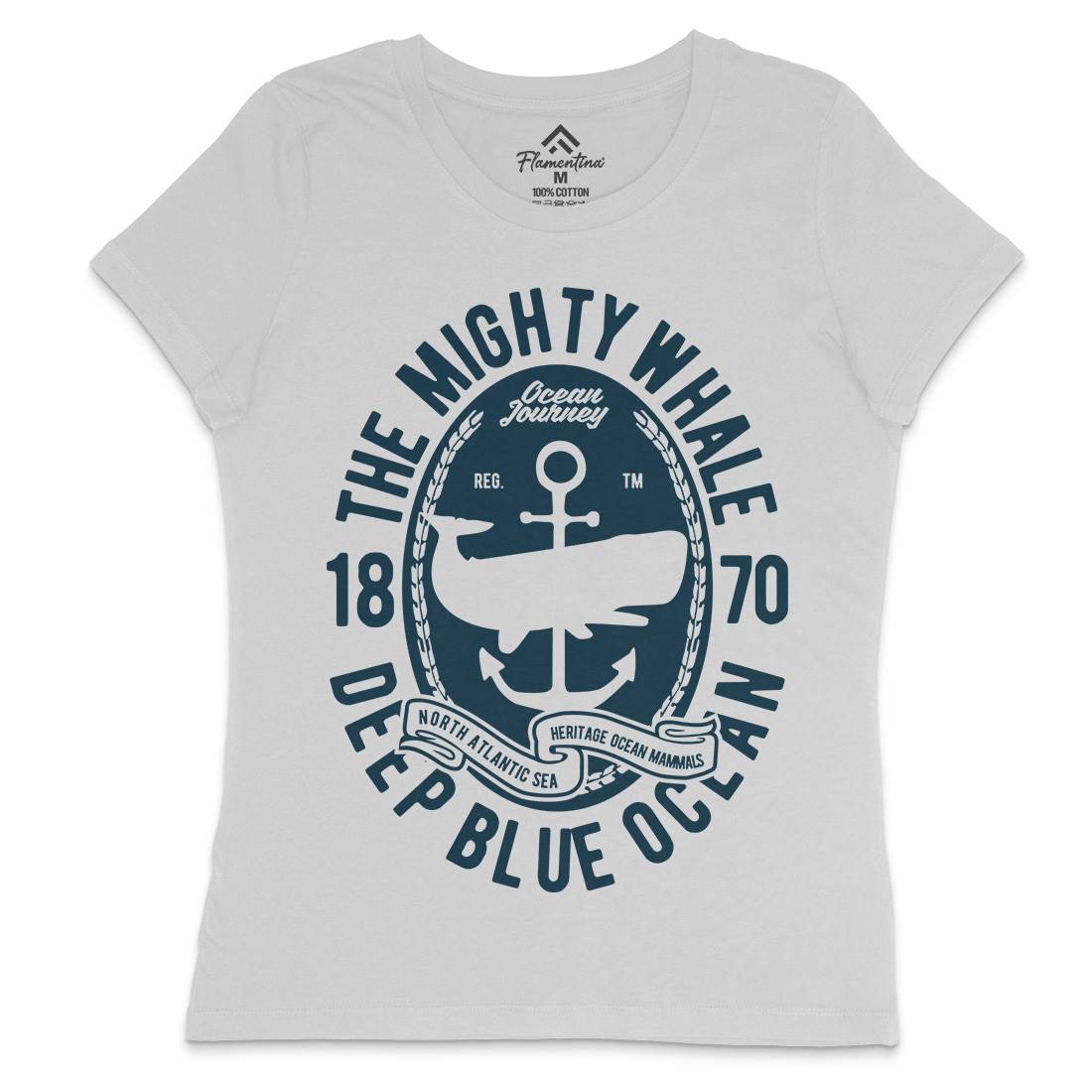 The Mighty Whale Womens Crew Neck T-Shirt Navy B466
