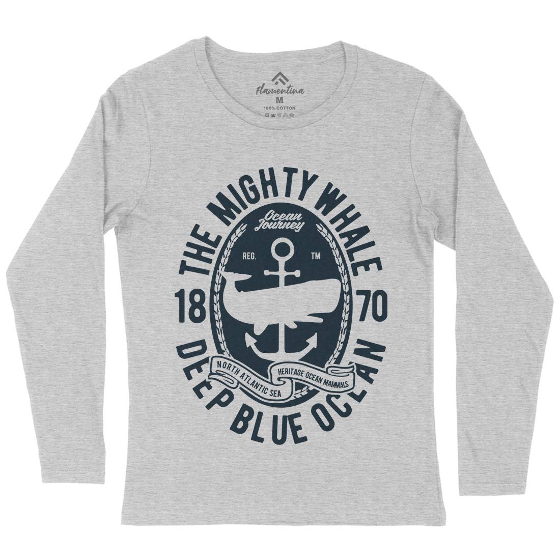 The Mighty Whale Womens Long Sleeve T-Shirt Navy B466