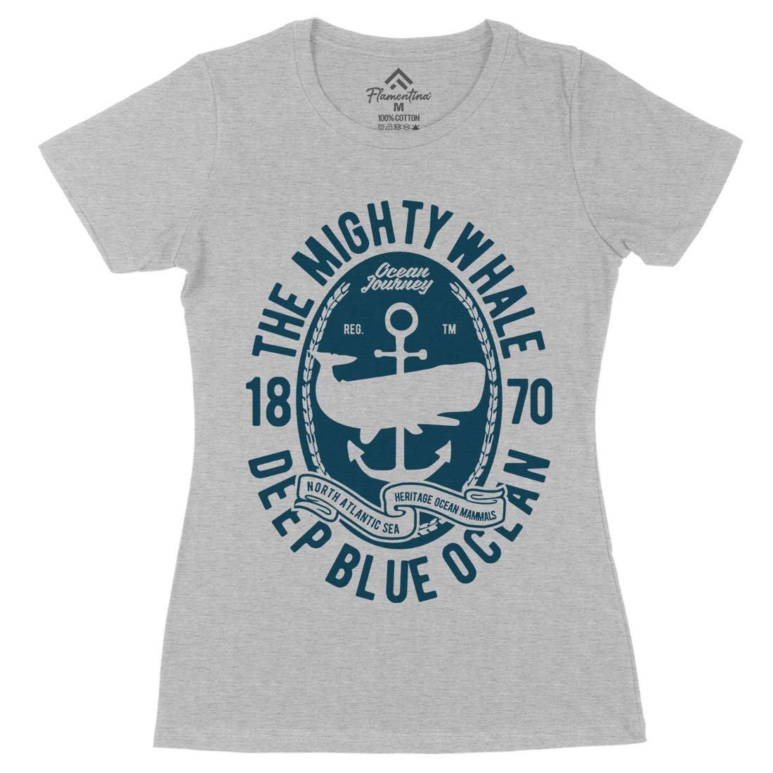 The Mighty Whale Womens Organic Crew Neck T-Shirt Navy B466