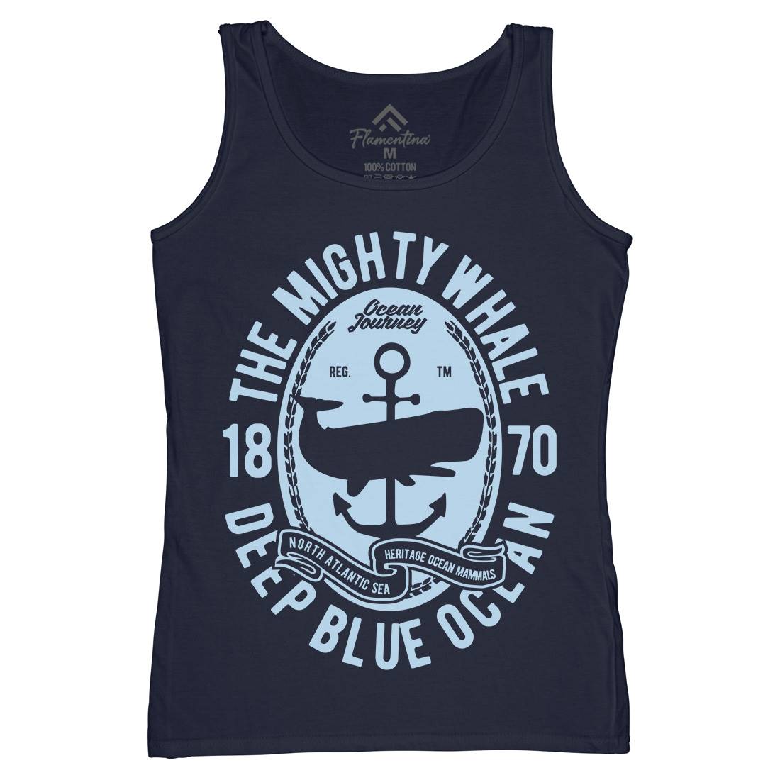 The Mighty Whale Womens Organic Tank Top Vest Navy B466