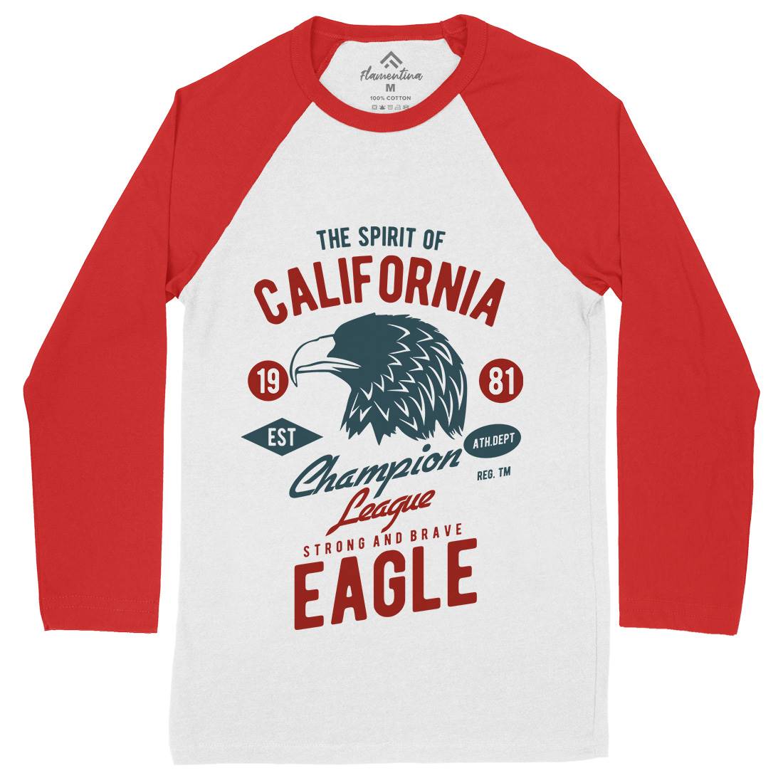 The Spirit Of California Mens Long Sleeve Baseball T-Shirt American B467