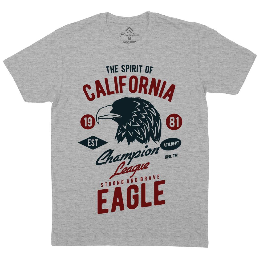 The Spirit Of California Mens Organic Crew Neck T-Shirt American B467