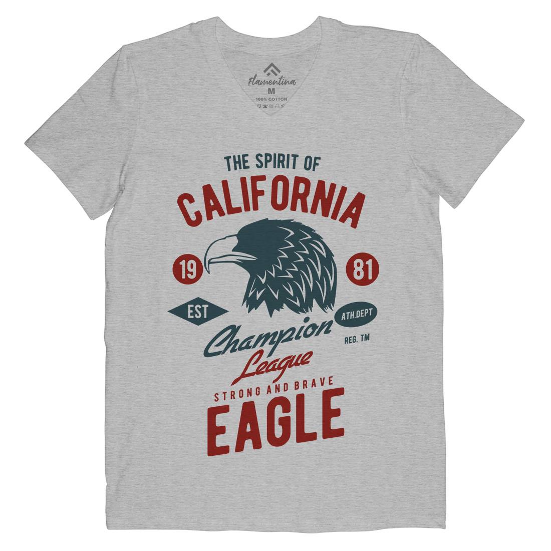 The Spirit Of California Mens Organic V-Neck T-Shirt American B467