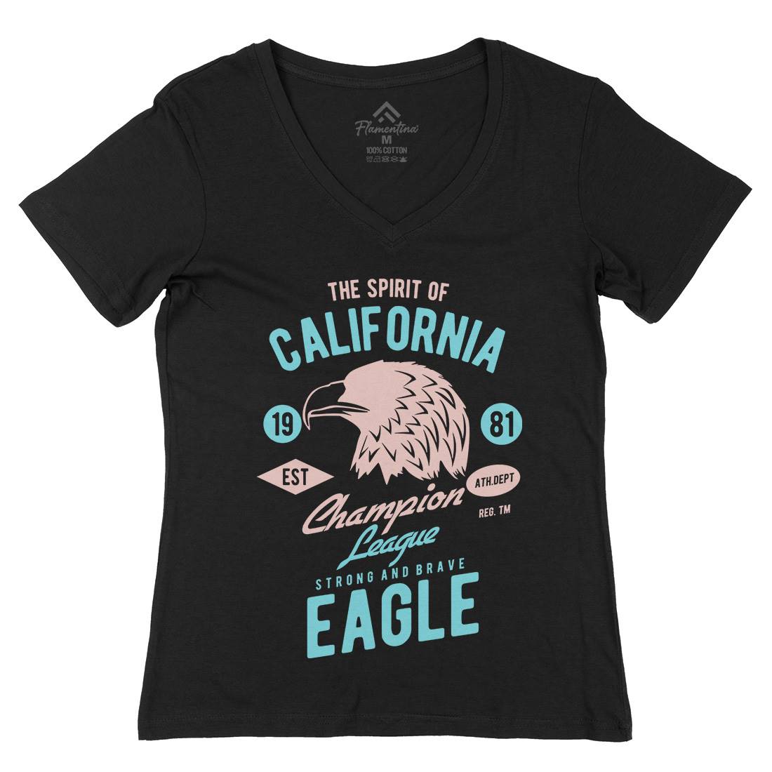 The Spirit Of California Womens Organic V-Neck T-Shirt American B467