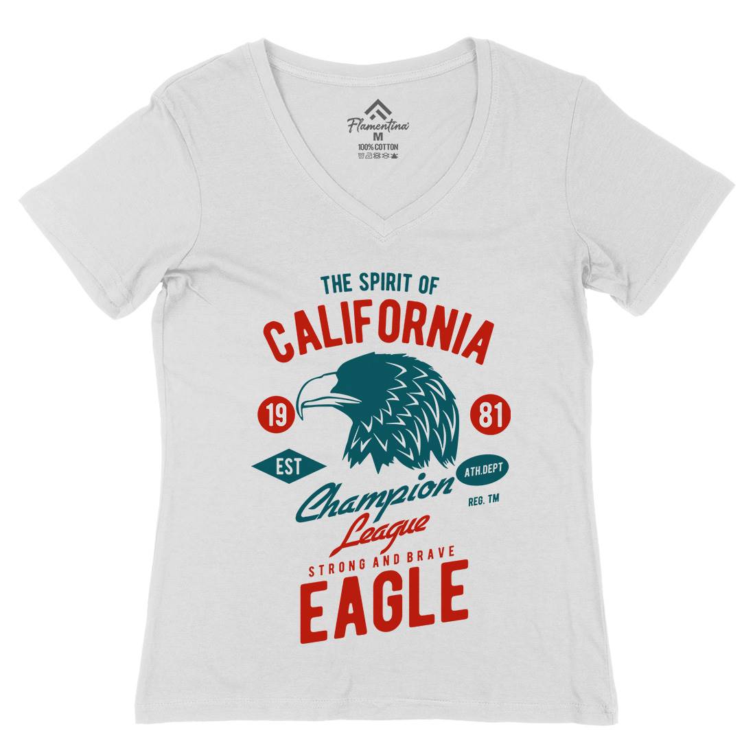 The Spirit Of California Womens Organic V-Neck T-Shirt American B467