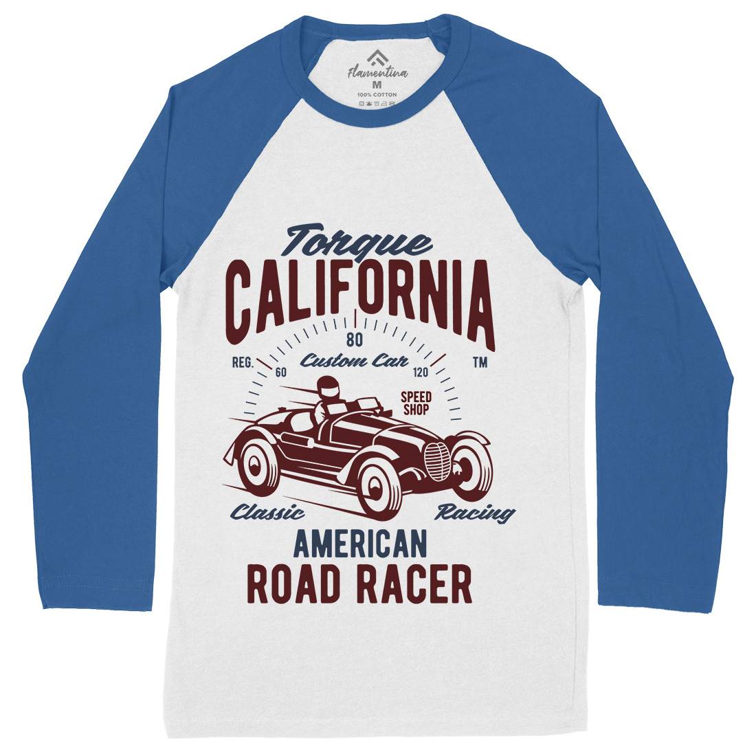 Torque California Mens Long Sleeve Baseball T-Shirt Cars B468
