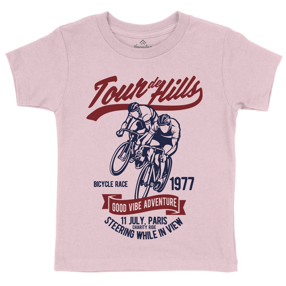 Tour De Hills Kids Organic Crew Neck T-Shirt Bikes B469