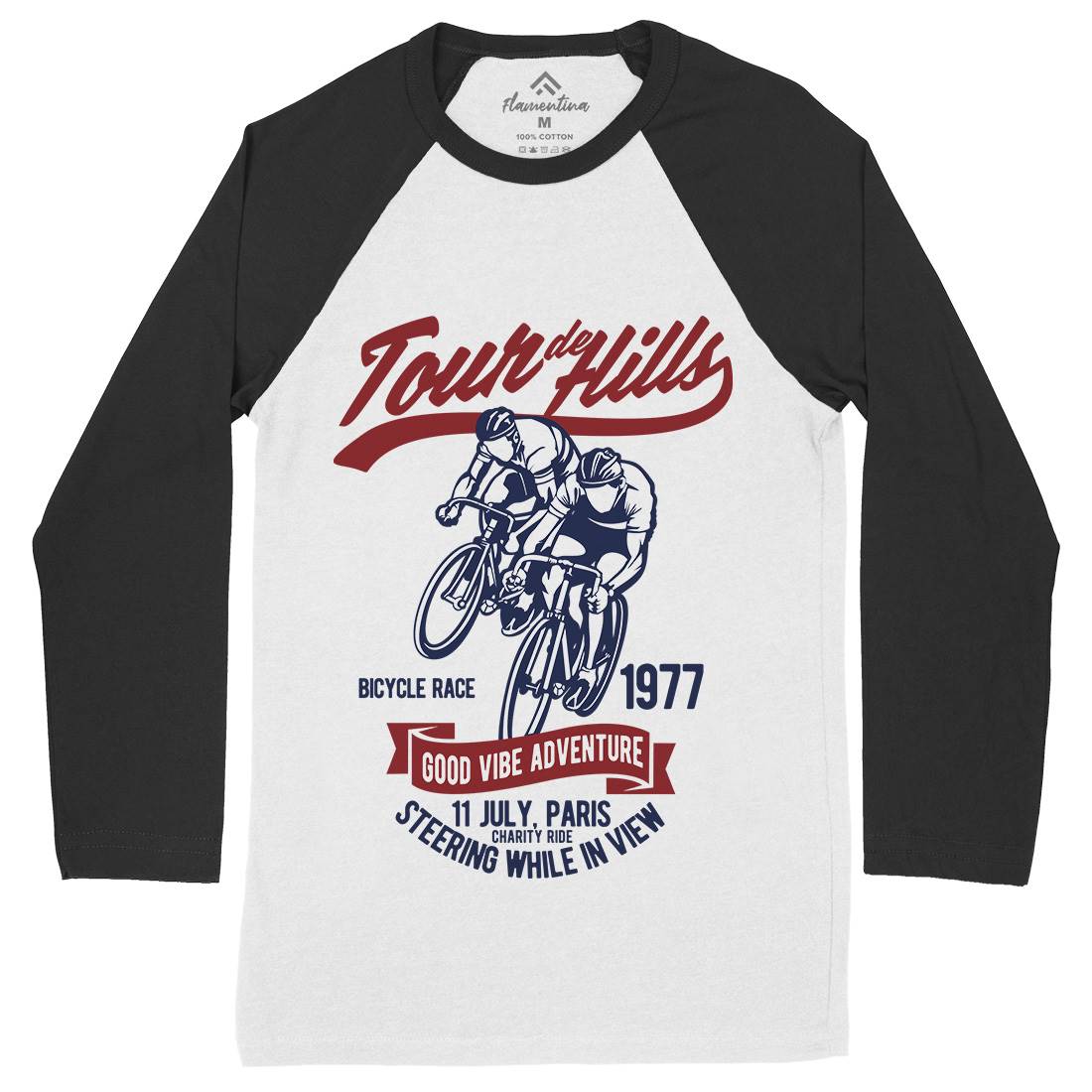 Tour De Hills Mens Long Sleeve Baseball T-Shirt Bikes B469
