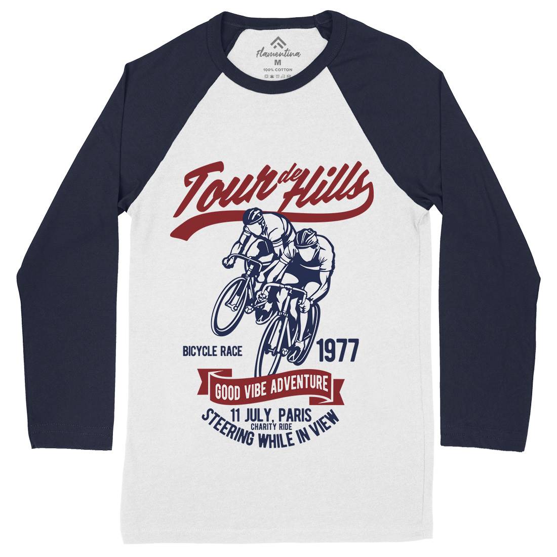 Tour De Hills Mens Long Sleeve Baseball T-Shirt Bikes B469